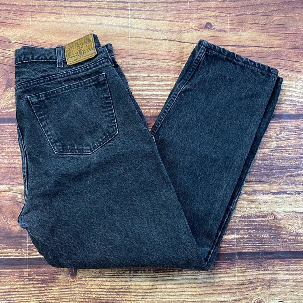 Arizona Jeans Mens 36x30 Black Denim Mid Rise Ligh Wash Relaxed Fit Straight Leg